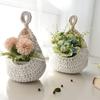 Woven Cotton Hanging Basket Hollow Out Macrame Flower Planter Pineapple Shape Vegetable Fruit Basket Kitchen Garden Storage Sup