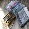 Korean Style Cotton & Linen Patchwork Scarf for Women - Solid Color, Tassel Shawl, Elegant & Easy-to-Match Neck Warmer for Early Autumn