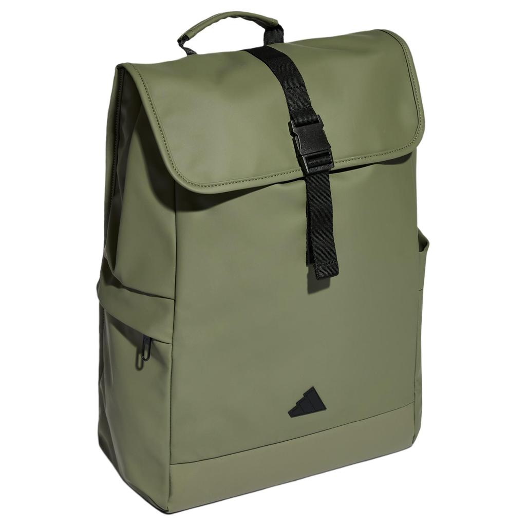 Adidas 22.6L Brand Logo Solid Color Minimalist Flap Sports Backpack PU Unisex Backpack Rock-Olive-Green IA7499