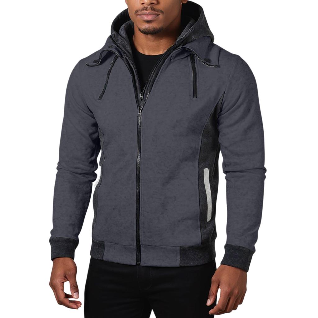 Men's  Leisure  Double Pull  Cardigan  Hooded Hood  Coat