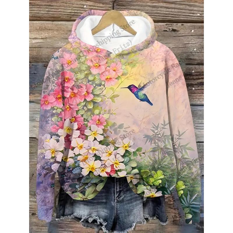 Women Hoodies Dragonfly Floral 3d Print Hoodie Women Fashion Oversized Hoodie Sweatshirt Women Sweats Long Sleeve Hoodie Falls