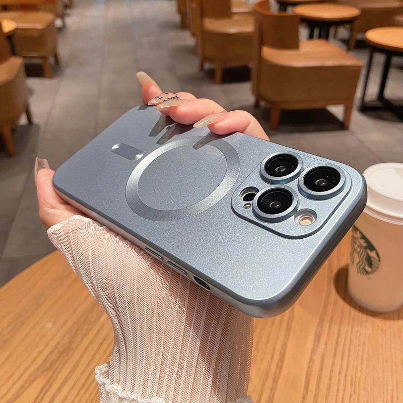 Vhodné pro Apple 15 Magnetické pouzdro na telefon, Matný silikon 14promax Plný kryt Ochranné pouzdro pro iPhone16 13