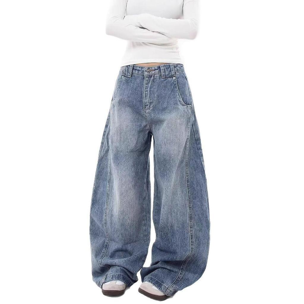Dámské džíny s vysokým pasem, volné, s rovnými nohavicemi, retro bambusové šavle