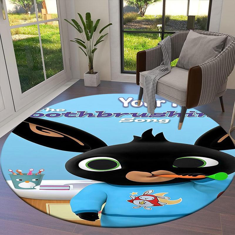 Bing Custom Name Round Area Rug,Carpet Rug for Living Room Bedroom Sofa Playroom Decor,Non-slip Floor Mat