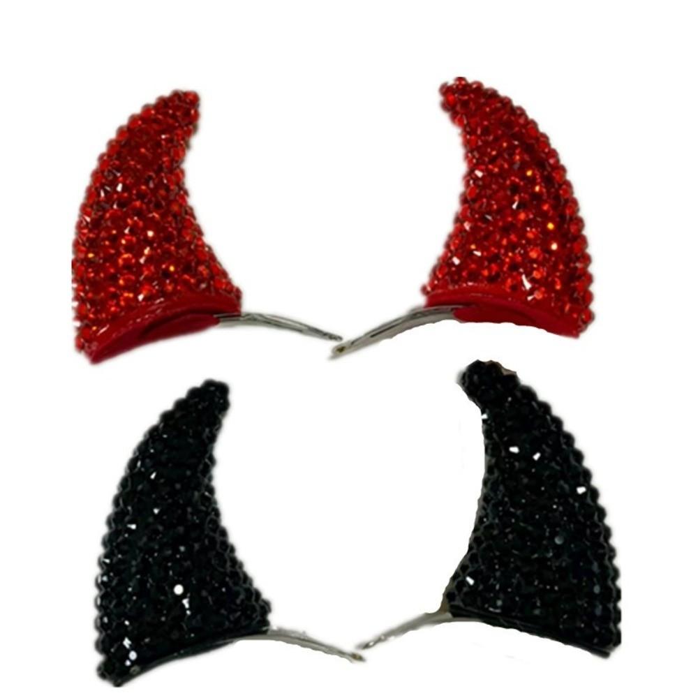 Rhinestone Cow Horn Hairband Glitter Horn Hairpins Cute Halloween Hair Hoop Makeup Up