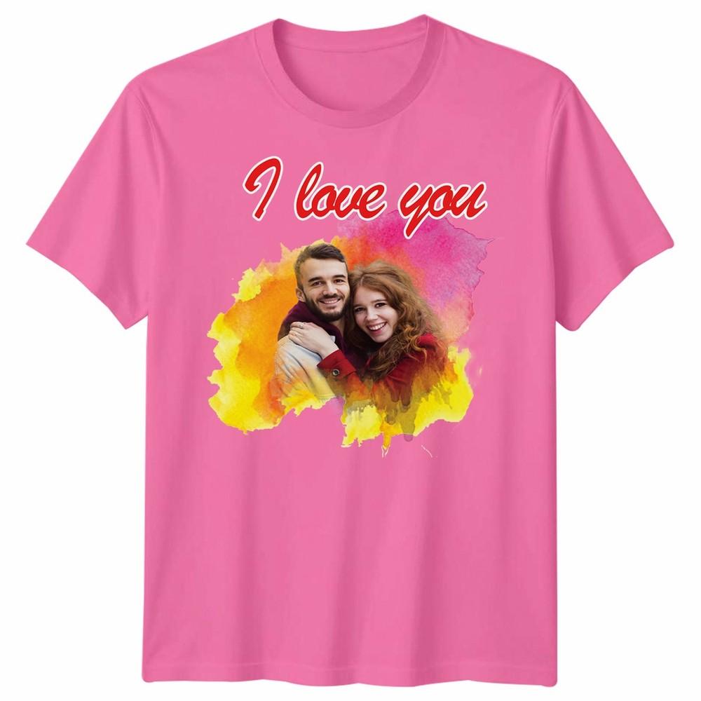 Custom Photo Personalised I Love You Couple Unisex Tshirt Valentines Gift