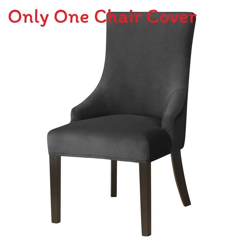Stretch Velvet Wingback Chair Cover High Back Sloping Arm Dining Chairs Cover