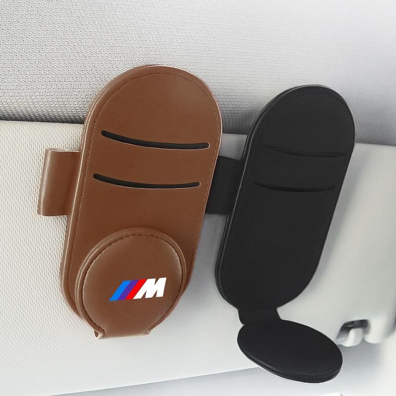 Leather M LOGO Car Glasses Clip Sun Visor Multi-function Sunglasses Clip For BMW M Performance M3 M5 M6 F20 F10 F13 X7 X3 X4 X5 X6 3 4 5 6 7 Series