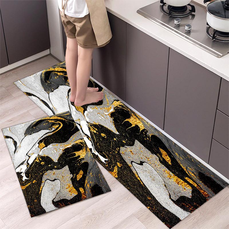 1Pcs Anti Fatigue Kitchen Rugs, OneHouse Marble Print Waterproof Non-Slip Thick Cushioned Kitchen Mat Heavy Duty Comfort Standing Mat for Kitchen