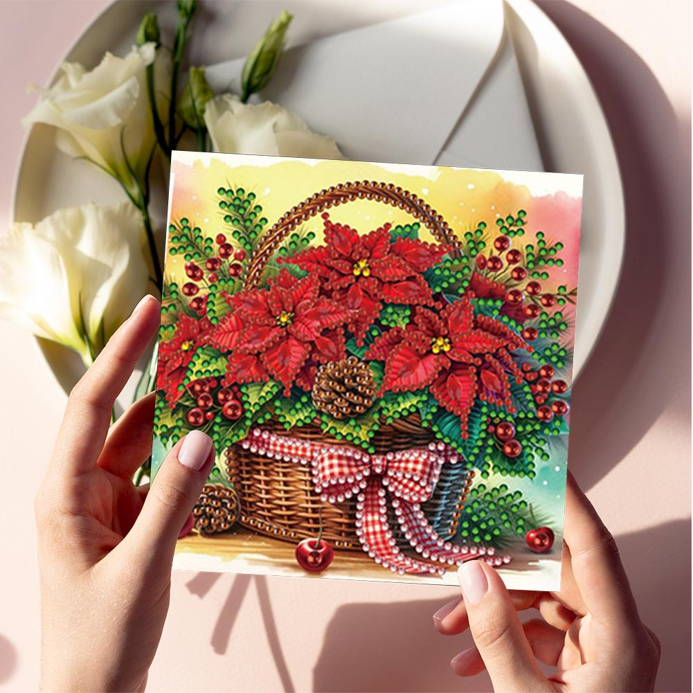 6pcs DIY Xmas Designs Diamond Painting Greeting Card Set Rhinestone Diamond Art Mosaic Postcards for Festivals and Celebrations