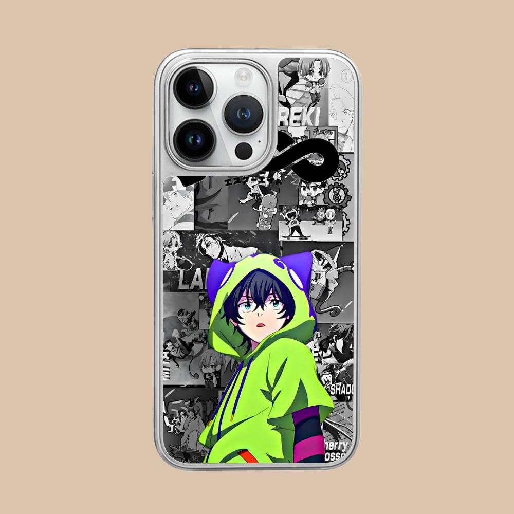 SK8 Infinity Miya Chinen Phone Case for iPhone 17 16 15 14 13 12 11 Air Pro Max Plus Electroplated Silver Cover
