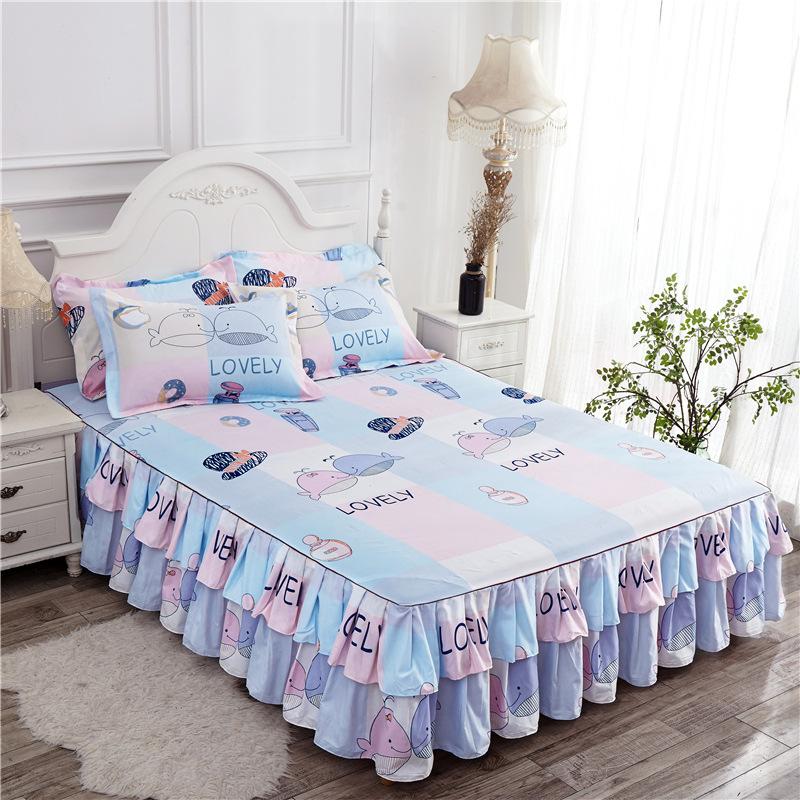 Comfortable, Relaxing, Breathable, Skin-friendly Three-piece Set: One Bed Skirt + Two Pillowcases (without Pillow Core)