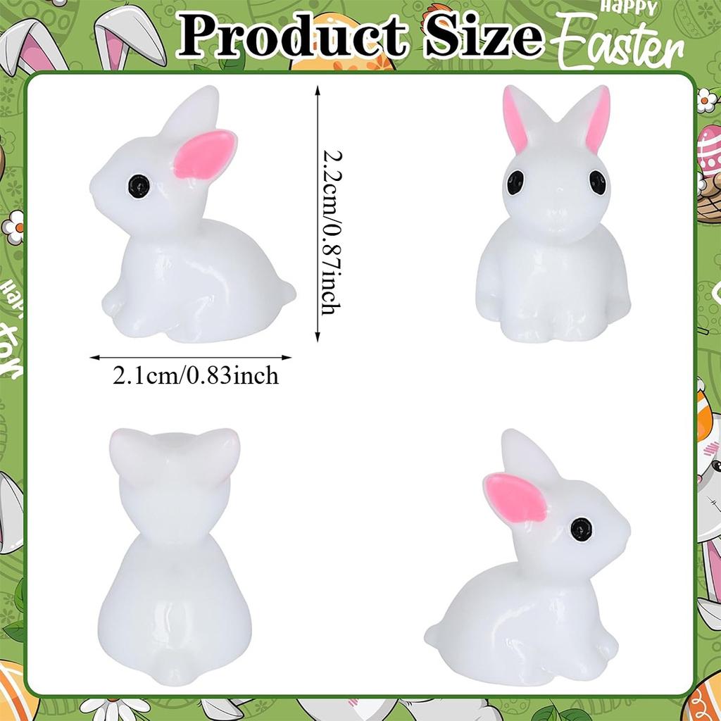 18/36/54 PCS Glow-in-the-Dark Bunny Figurines for Fairy Garden Paths & Micro Landscapes Resin Mini Rabbits Moss Terrarium Decor