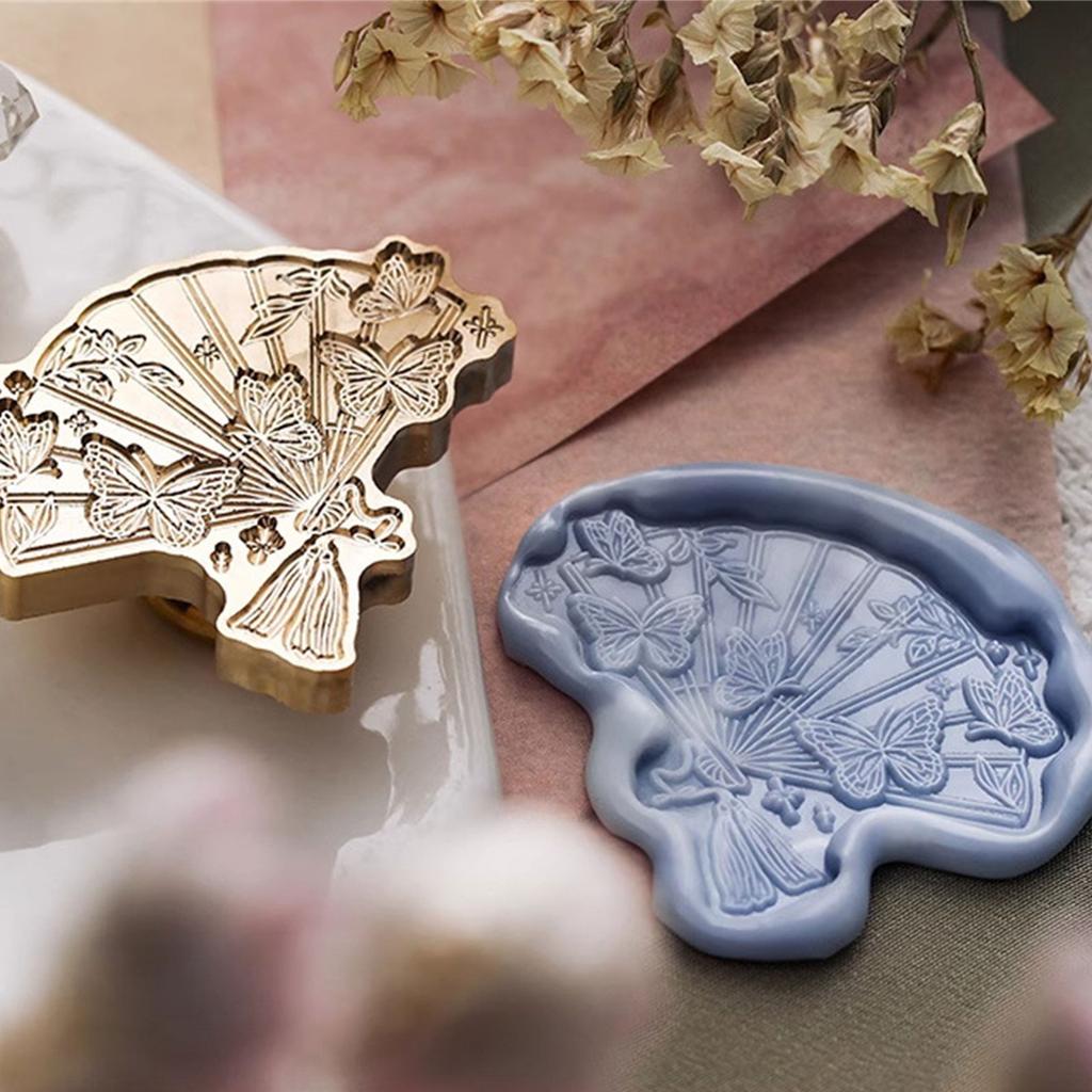 Antique Embossed Seal Stamp Head  with Umbrella Fish Flower Heart Pattern for Seal Envelope Card Scrapbook Decoration