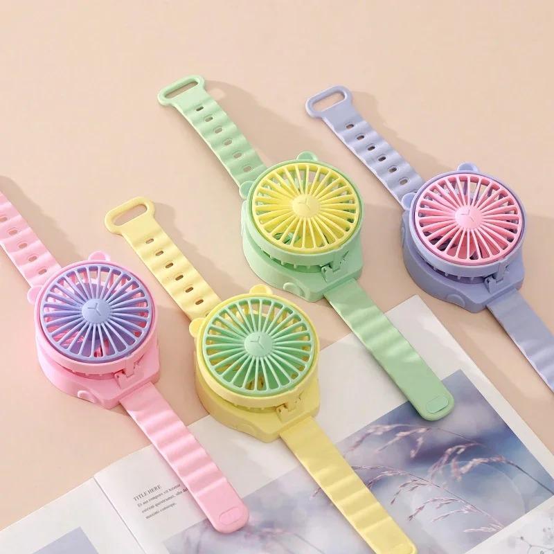 Cartoon Cute Watch Fan Rotatable Outdoor Small Tools Household Personalized Watch Fan Simple Creative Portable Mini Electric Fan