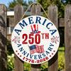 VS 250e Verjaardag Houten Deurbord 1776-2026 250 Jaar Vrijheid Patriottisch Hangbord voor 4 juli Onafhankelijkheidsdag Voordeur Huis Veranda
