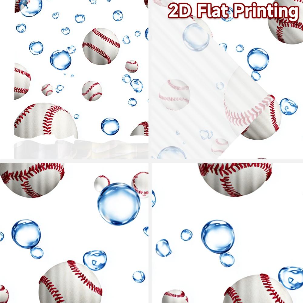 2pcs, 2D FLAT PRINTING Curtains (Without Rod) Baseball Bubbles Holiday curtains Prints Light Filtering Curtains Home Decor
