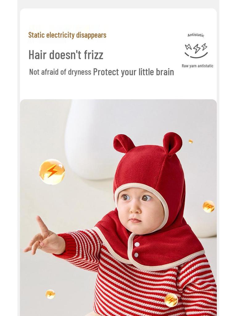 Thick Fleece-Lined Baby Hat with Ear and Neck Protection for Boys and Girls - Windproof for Autumn and Winter