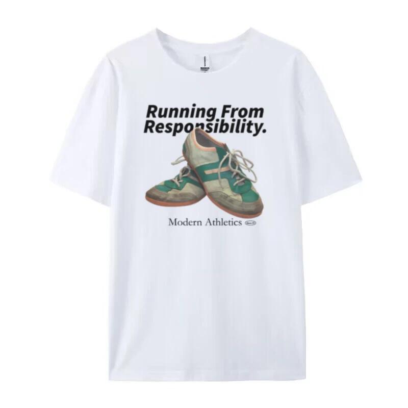 Running From Responsibility Funny Quotes TShirt Marathon Runner T Shirt Hippie Retro Sports Tee Shirt Unisex Summer Fashion Top S