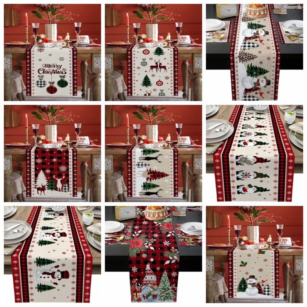 Santa Claus Christmas Table Flag Snowflake Xmas Tablecloth Christmas Table Runner Living Room