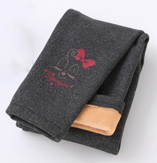 1W Girls' Fleece-Lined Warm Leggings - Autumn/Winter Style, Small & Medium Sizes, One-Piece Outerwear Pants