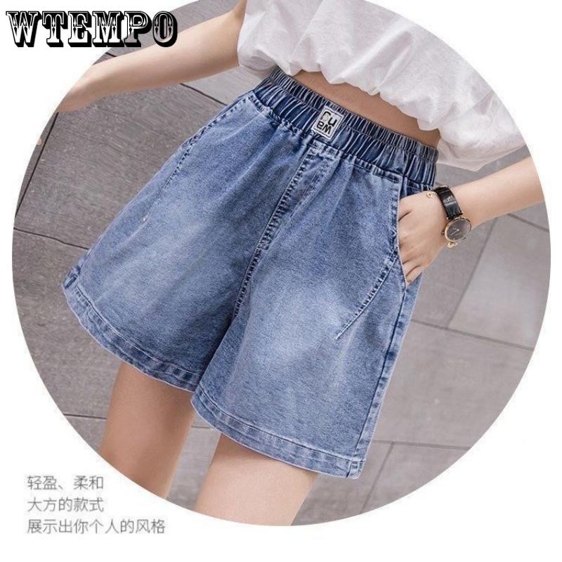 WTEMPO Джинсовые шорты женские летние свободные дышащие широкие брюки с высокой талией — фото 3