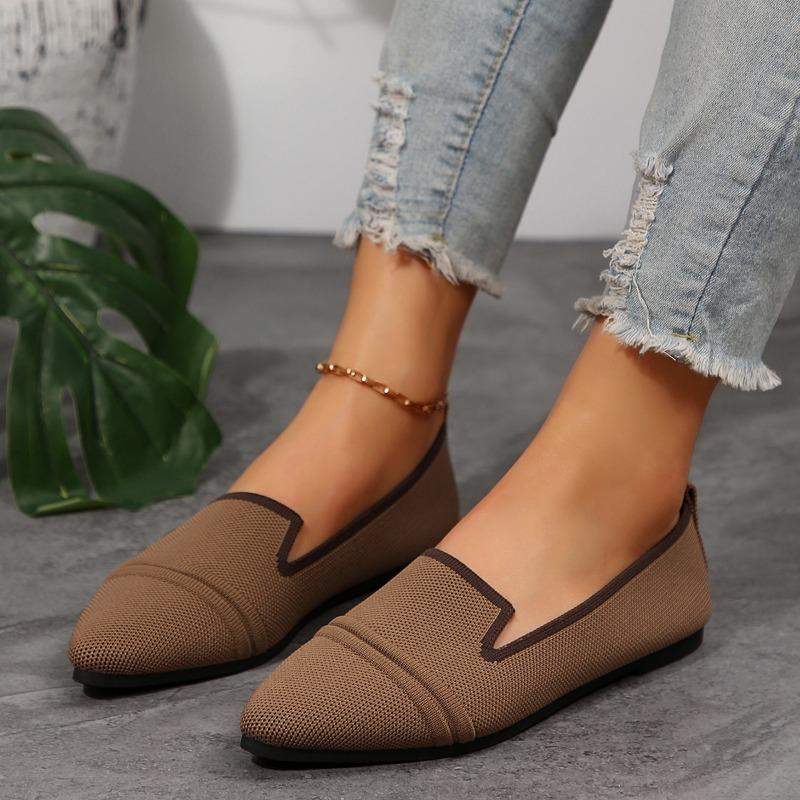 Fashion Women Flats Summer Breathable Canvas Single Shoes Fashion Pointed Shallow Mouth Loafers Comfort Soft Walking Flats Zapatos Mujer