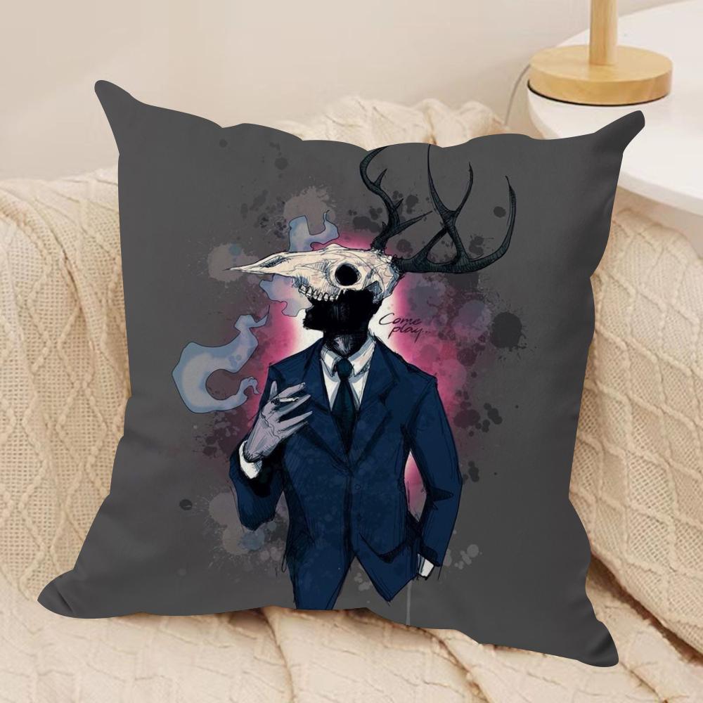 

TV HHannibalS Cushion Cover Silky Short Plush DoubleSided Printed Pillow Case for Sofa All Seasons Home Decor Gift 30x30cm