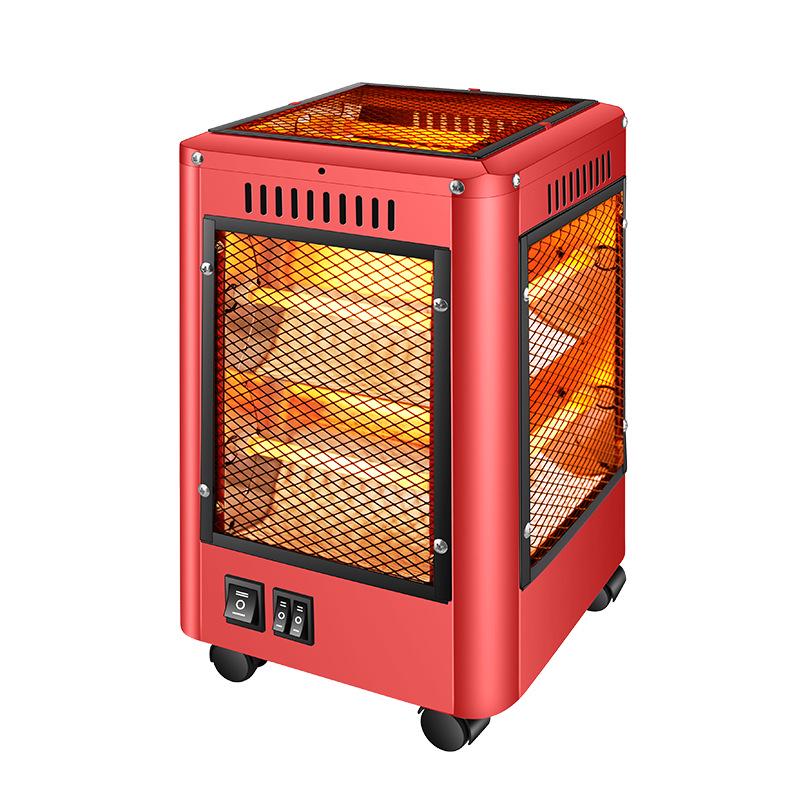 Silent Movable Five-Sided Quartz Tube Electric Fireplace Heater