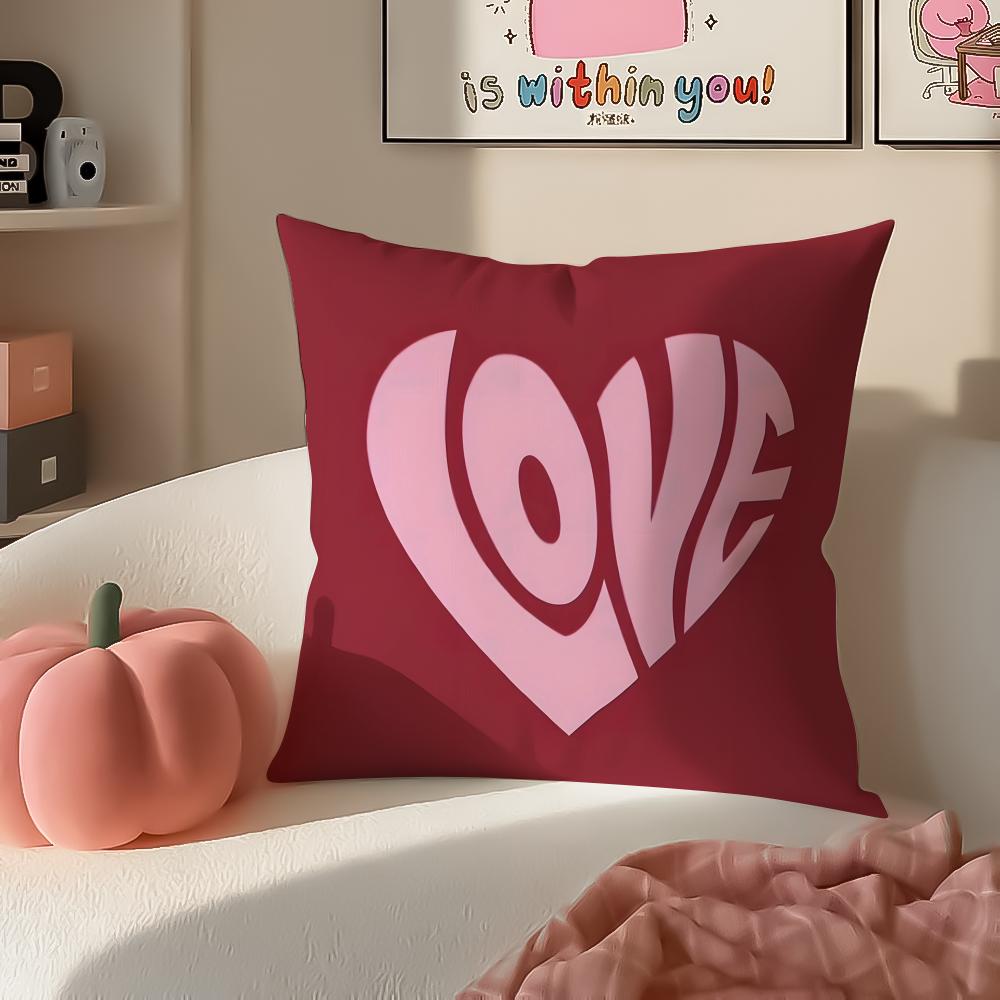Sweet Romantic Cute Art Heart Shape Cushion Cover Pillowcase Short Plush Invisible Zipper Room Sofa Cushion Cover