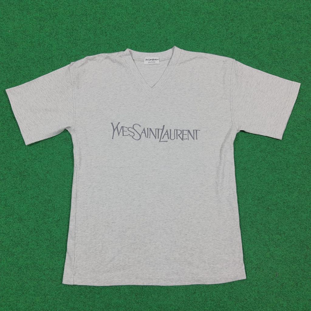 Vintage Yves Saint Laurent YSL Corduroy Spell Out Tshirt