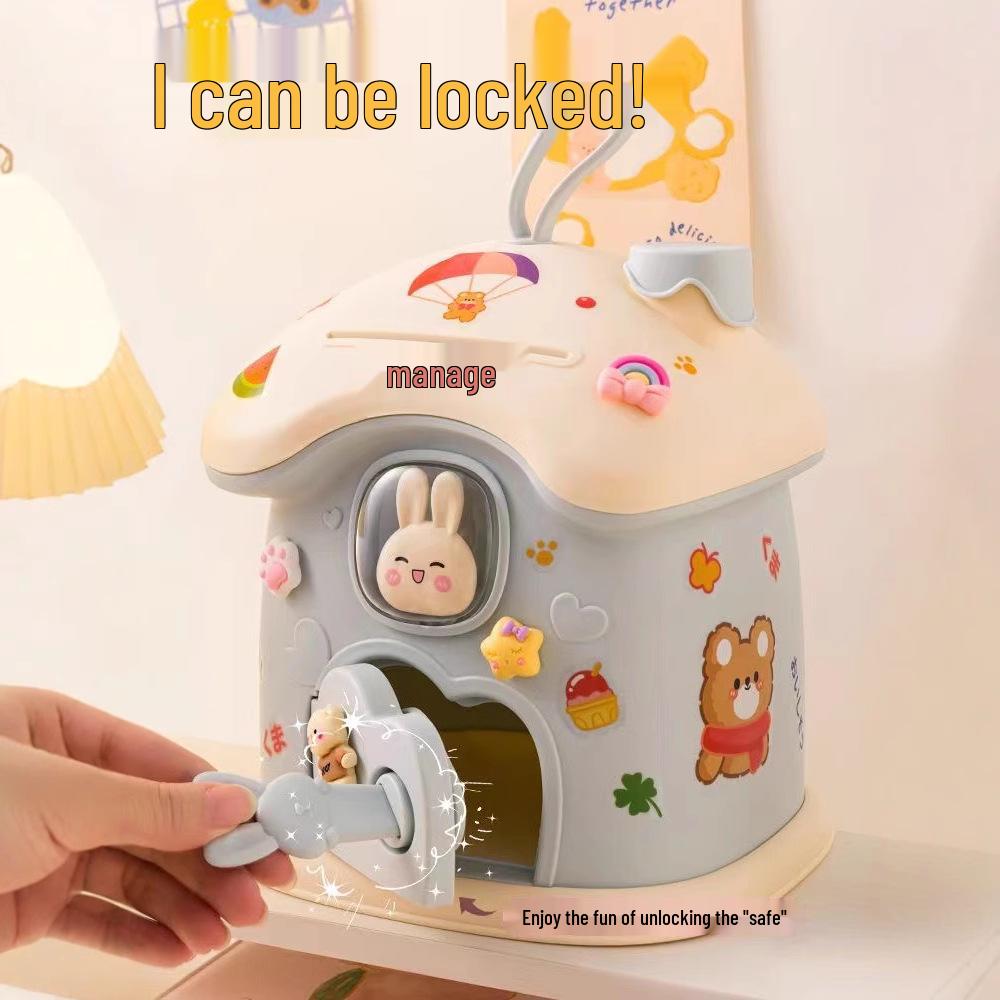2023 Cute Mushroom House Money Box Cartoon Piggy Bank for Children