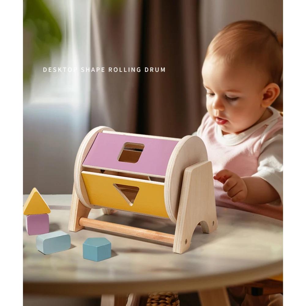 New Montessori Macarone Color Spinning Drum Match Coin Box Permanent Box Round Rectangular Box Kids Sensory Toys for Baby Gifts