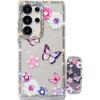 Samsung S25Ultra Mobile Phone Case Flash Drill S24FE Butterfly Mirror Bracket A56 Protective Cover
