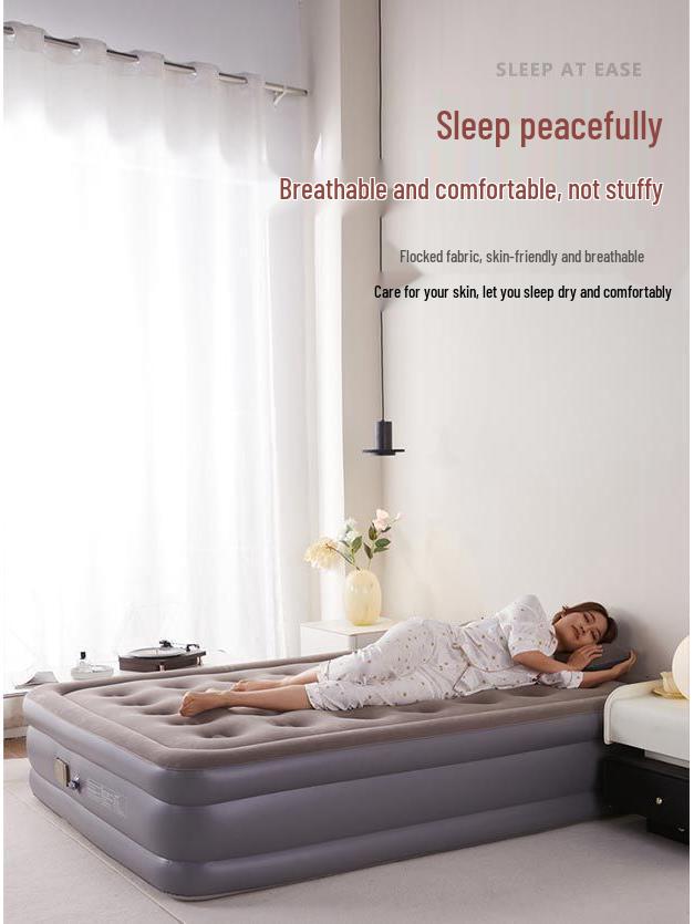 Portable Double Air Mattress: Automatic Inflatable Bed for Outdoor Camping and Travel