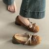 Design Sense Retro Suede Bow Light Mouth Bag Head Single Shoes Summer Fashion Thick Heel High Heel Mary Jane Shoes Trend