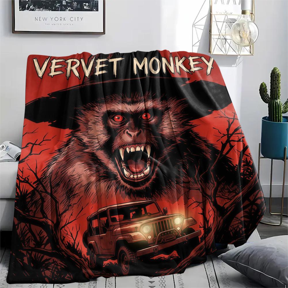 Dark and Terrifying Animals Print Flannel Blanket,High quality Comfortable for All Seasons,Home Decor,Warmth and Comfort,Perfect for Christmas Gifts
