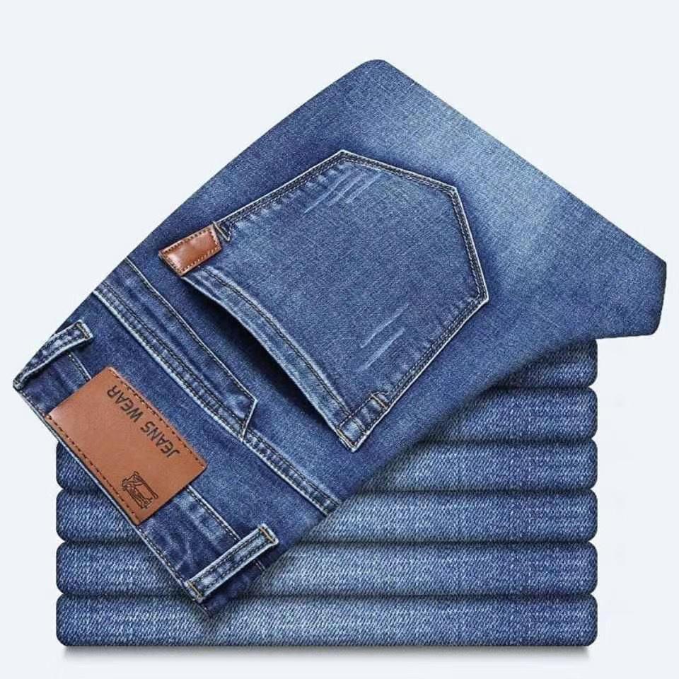 Herren Stretch Slim Fit Blaue Straight Leg Jeans - Frühling/Herbst Lässige Lange Hosen