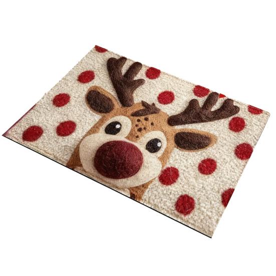 

Коврик на пол из искусственного меха, мультяшный рисунок оленя и собаки, рождественская тематика, нескользящий коврик, декор для гостиной, спальни, кухни 40*60cm 11