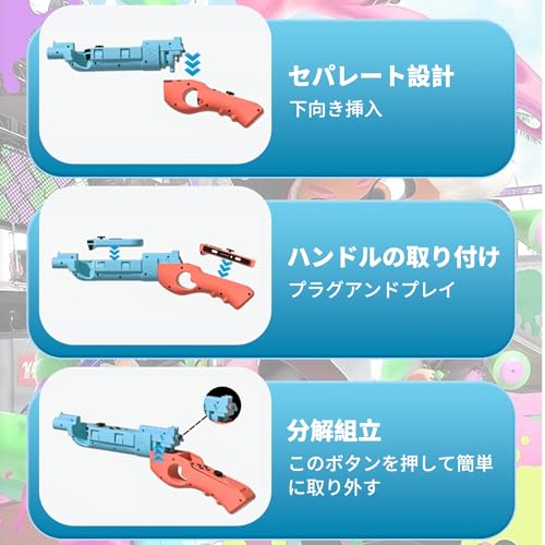 Splatoon 3 Dedicated Game Gun for Switch/Switch Joy-Con Compatible, OLED Joy-Con Handle, Splatoon 3 Shooting Game Gun, Immersive Experience Designed F