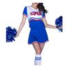 [SCGEHA] Cheerleader Costume Cosplay Uniform Adult Skirt Socks Sexy Plus Size Blue (L)