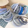 Fashion Wide Hair Bands for Women Bezel Headdress Solid Blue Knitted Braid Headband Girl Hairband Hair Hoop Hair Accessories New