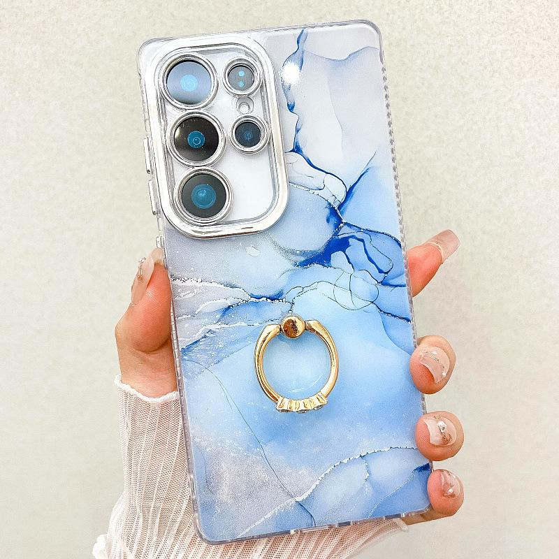 Suitable for Samsung S25 Mobile Phone Case Double Layer IMD Electroplated Marble S24plus Ring A16 Mobile Phone Case