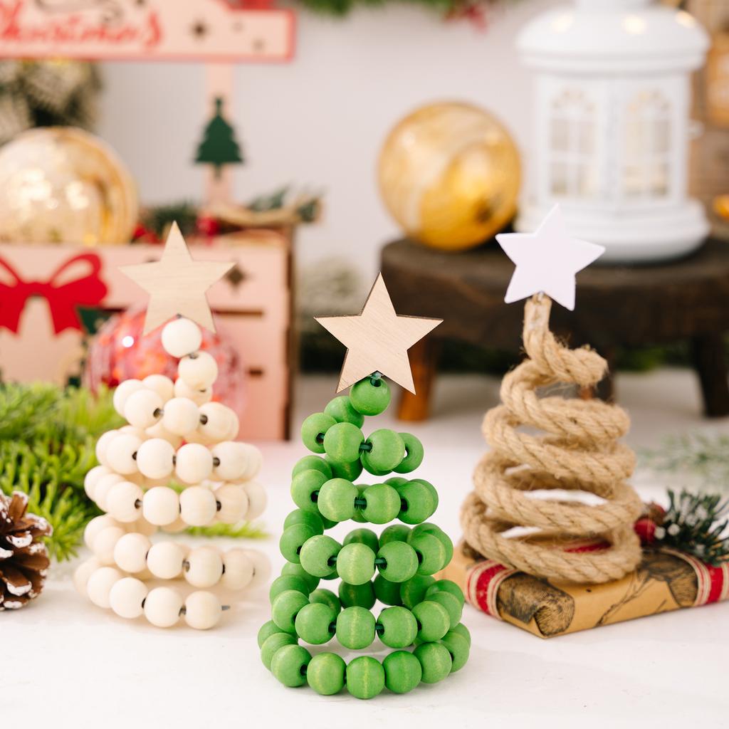 Christmas Decoration Creative Wooden Bead Christmas Tree Desktop Small Ornaments Festive Atmosphere Props Christmas Gift