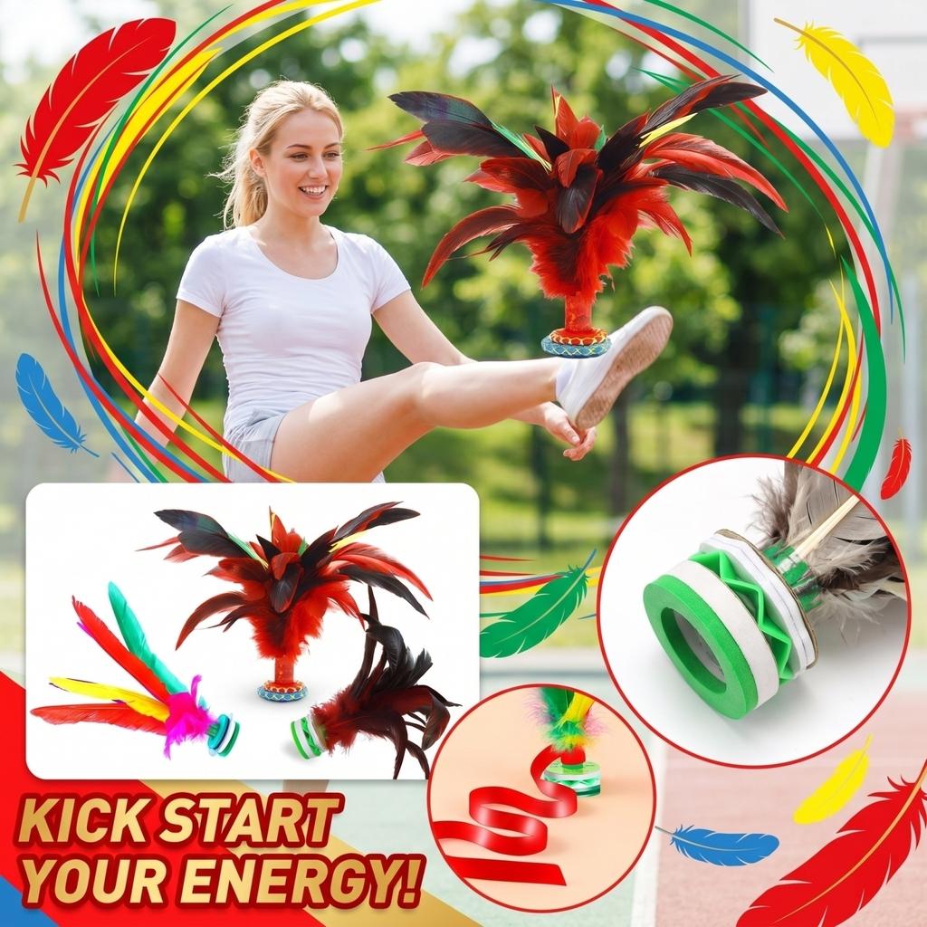 Traditional Feather Shuttlecock for Jianzi Foot Kick Game Durable Handmade Sports Training Equipment with Natural Feathers and Weighted Base