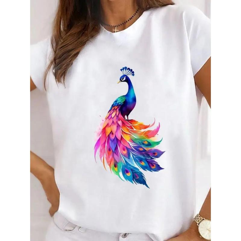 Oneck Tshirt Creative Flower Heart Short Sleeve Tshirt Female Women Clothing Funny Women T Shirt Casual Aesthetic Tshirts