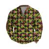 Men's Casual Cartoon-printed Semi-zipper Flannel Retro Long-sleeved Sweatshirt