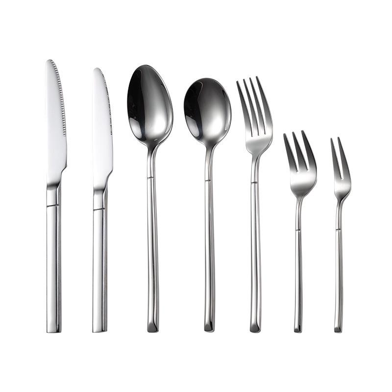 Multi-Spec Knight Mirror Polished Square Handle 304 Stainless Steel Cutlery Set