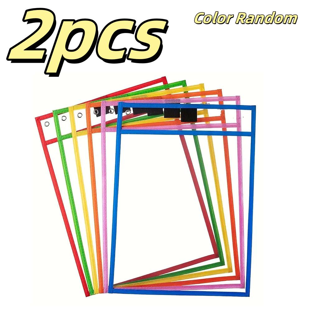 2-10Pcs Document Storage Bag Reusable Waterproof Clear Color Random File Folder Wiping Kids Drawing Board For School Office Tool