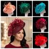 Headwear Bridal Hats Solid Color Big Top Hats Elegant Feather Fascinator Hat  Party